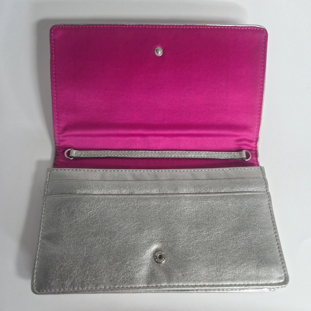 Coach Y2K Signature Optic Shimmer Pink Satin Eve Monogram Clutch Bag Vintage - Picture 7 of 9